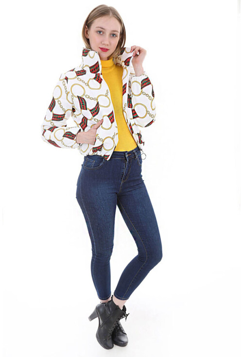 5079 Desenli Şişme Mont