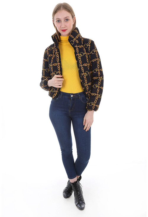 5079 Desenli Şişme Mont