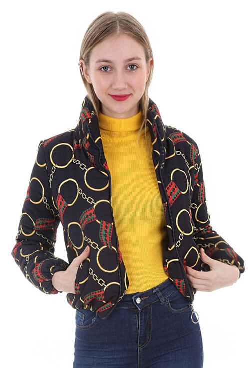 5079 Desenli Şişme Mont