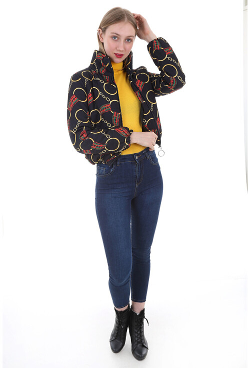 5079 Desenli Şişme Mont