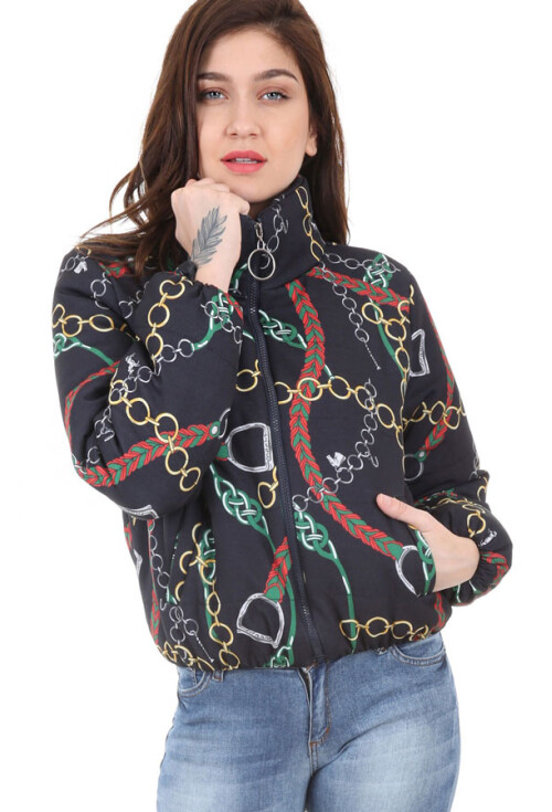 5079 Desenli Şişme Mont