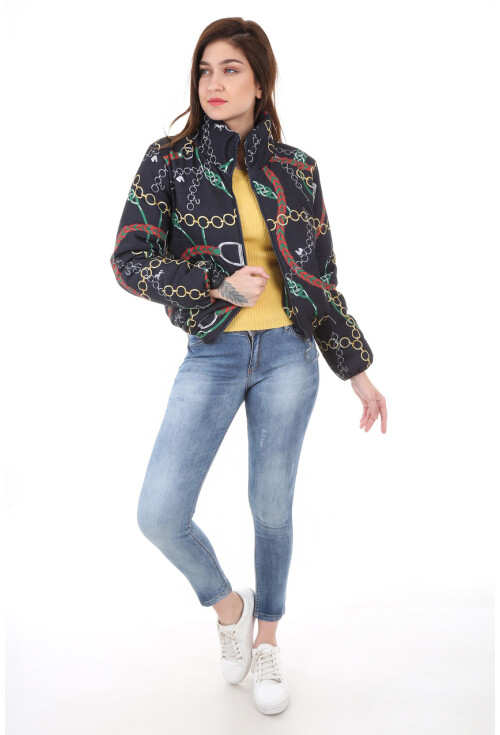 5079 Desenli Şişme Mont