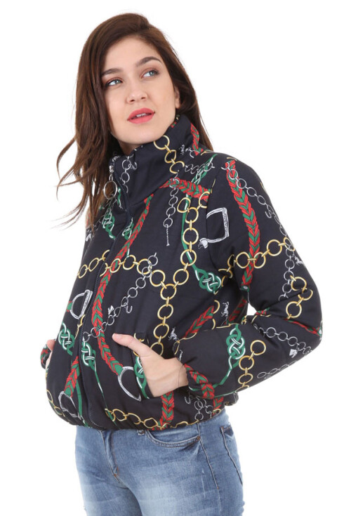 5079 Desenli Şişme Mont