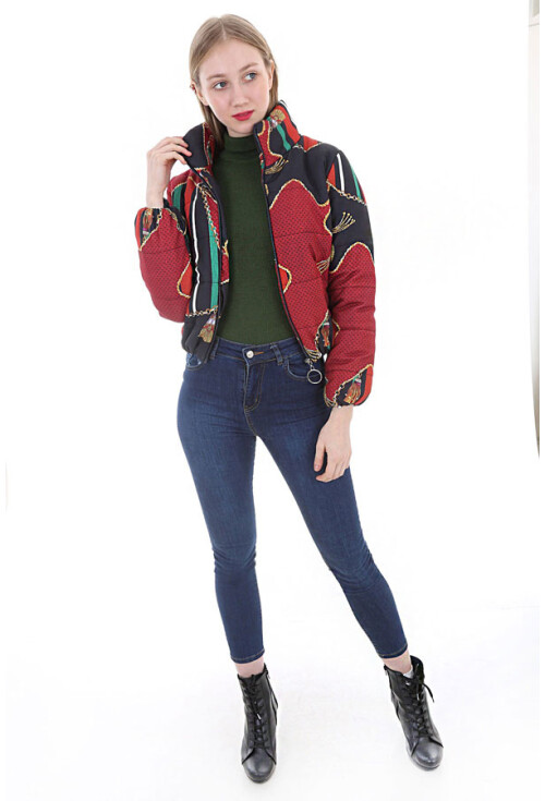 5079 Desenli Şişme Mont