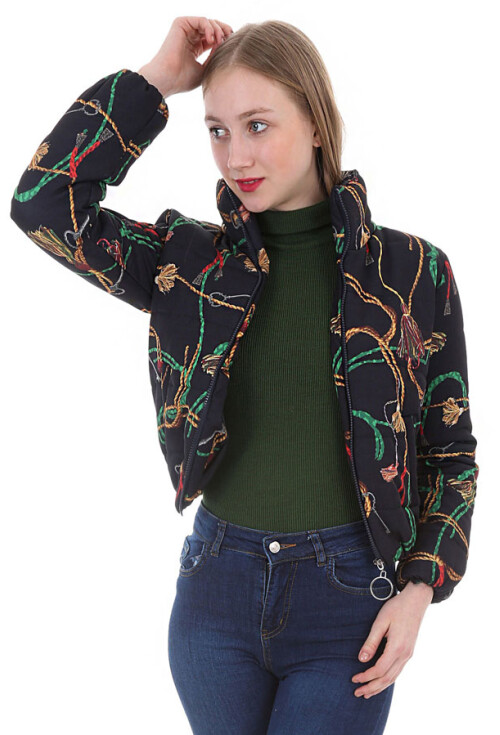 5079 Desenli Şişme Mont