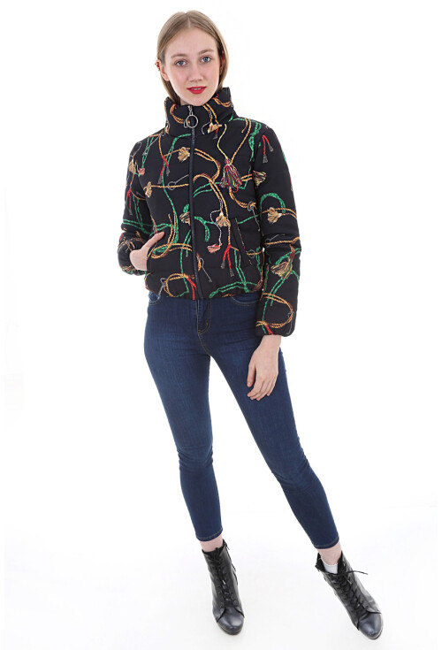 5079 Desenli Şişme Mont