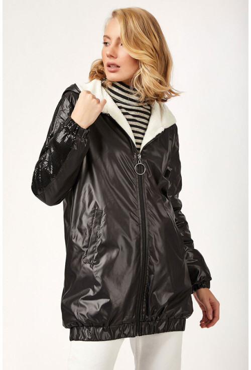 5106 Büyük Beden Kolları Payetli Mont