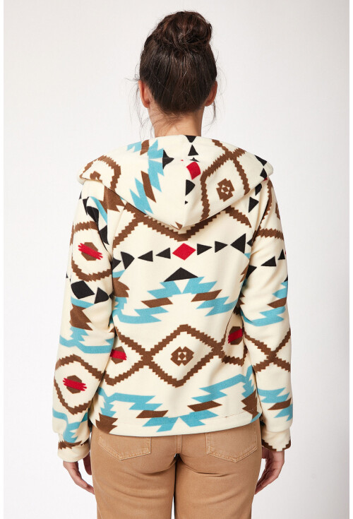 55301 Etnik Desen Fermuarlı Sweatshirt