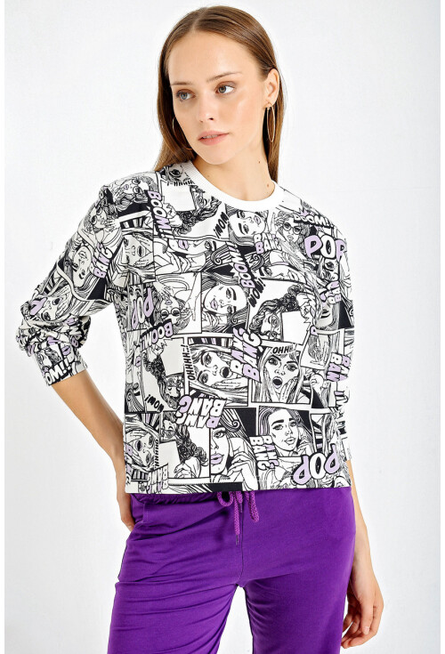55312 Grafik Desen Sweatshirt