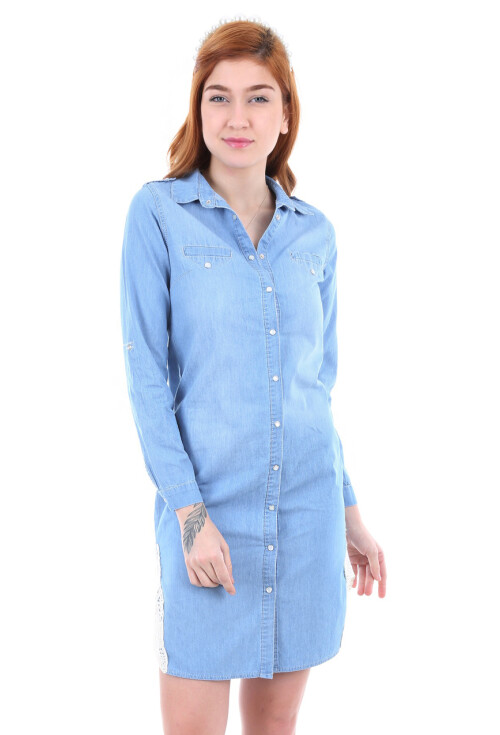 5605 Dantel Detaylı Kot Tunik