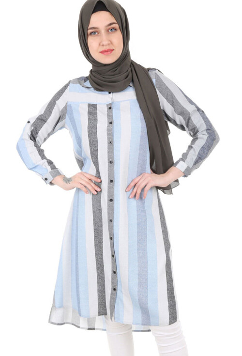 5655 Çizgili Tesettür Tunik