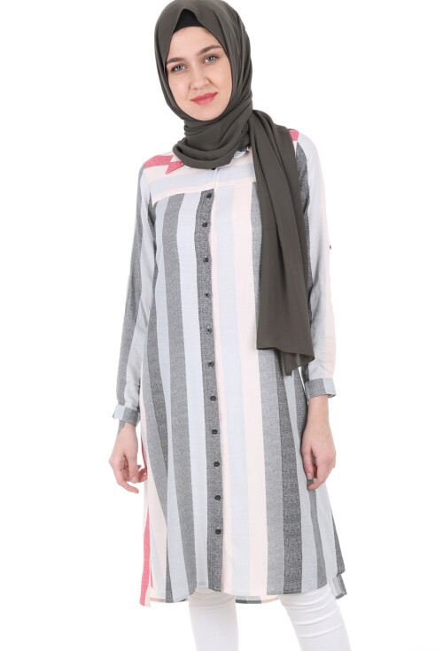5655 Çizgili Tesettür Tunik