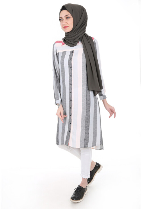 5655 Çizgili Tesettür Tunik