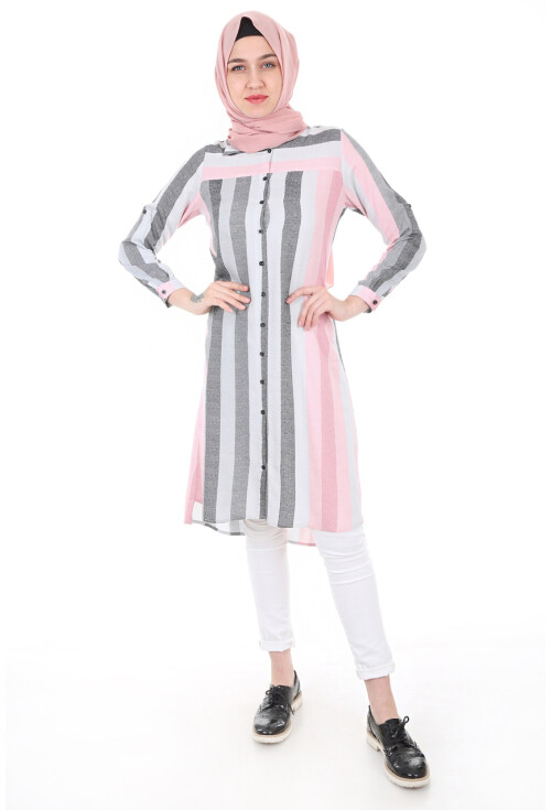 5655 Çizgili Tesettür Tunik