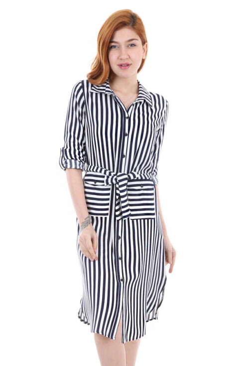5708 Bel Kuşak Çift Cepli Tunik