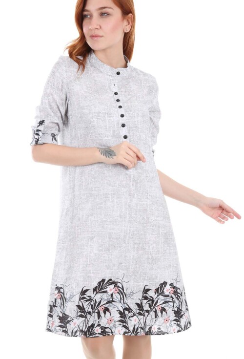 5714 Hakim Yaka Top Düğmeli Tunik