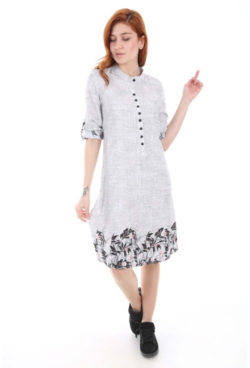 5714 Hakim Yaka Top Düğmeli Tunik