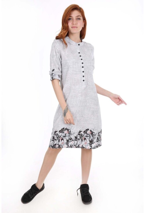5714 Hakim Yaka Top Düğmeli Tunik