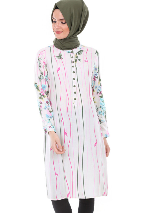 5714 Hakim Yaka Top Düğmeli Tunik