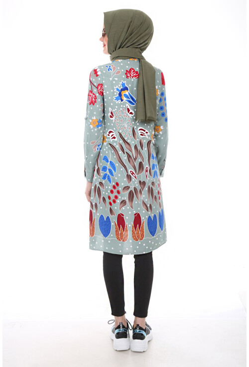 5714 Hakim Yaka Top Düğmeli Tunik