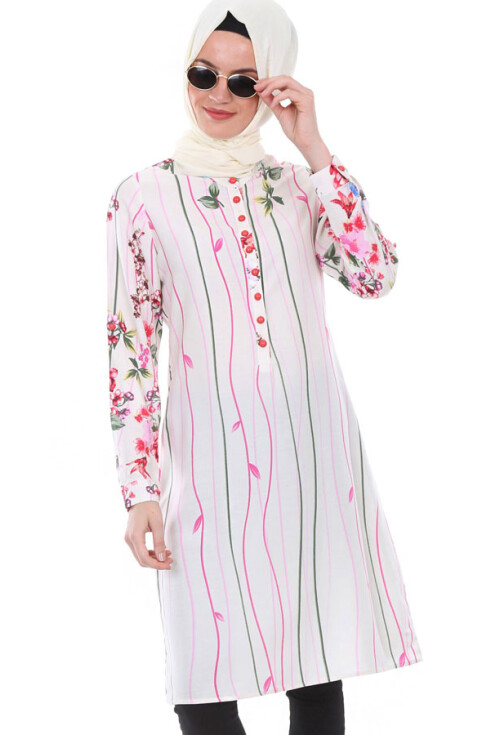 5714 Hakim Yaka Top Düğmeli Tunik