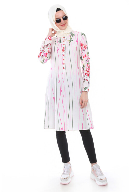 5714 Hakim Yaka Top Düğmeli Tunik