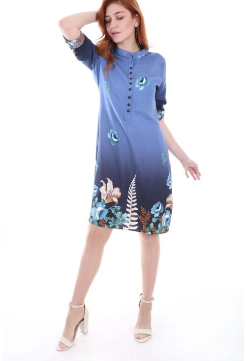 5714 Hakim Yaka Top Düğmeli Tunik