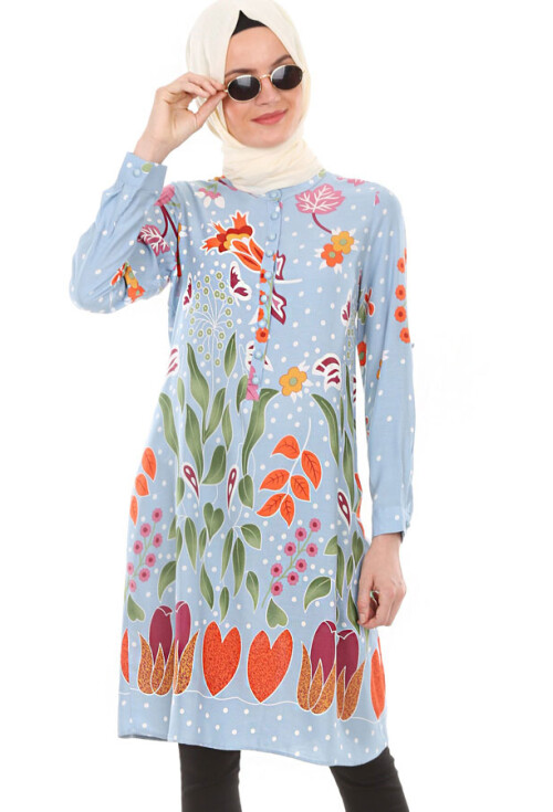 5714 Hakim Yaka Top Düğmeli Tunik