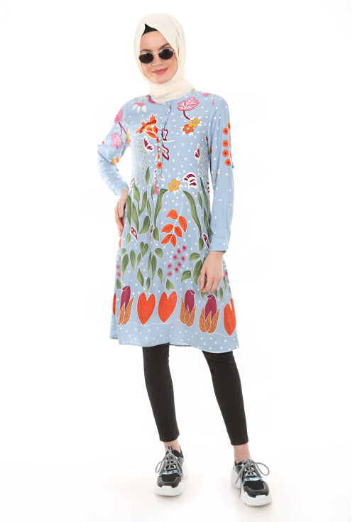 5714 Hakim Yaka Top Düğmeli Tunik