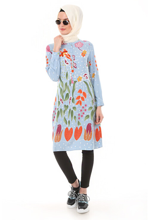 5714 Hakim Yaka Top Düğmeli Tunik