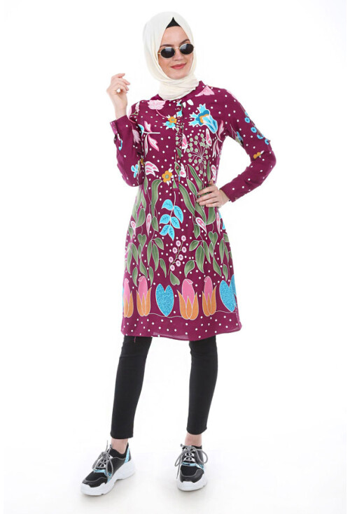 5714 Hakim Yaka Top Düğmeli Tunik