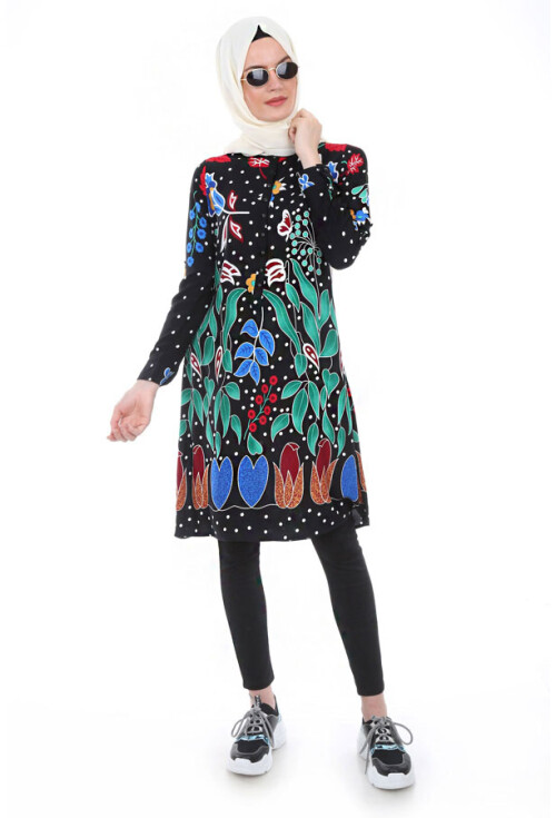 5714 Hakim Yaka Top Düğmeli Tunik