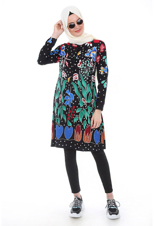 5714 Hakim Yaka Top Düğmeli Tunik