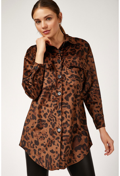 5778 Leopar Desen Tunik Gömlek
