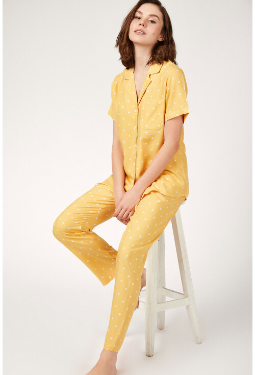 6471 Desenli Viskon Pijama Takımı