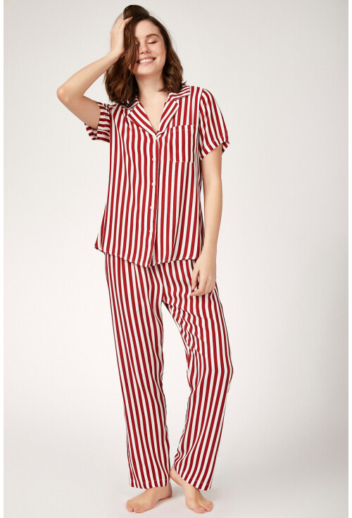 6471 Desenli Viskon Pijama Takımı
