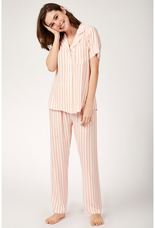 6471 Desenli Viskon Pijama Takımı