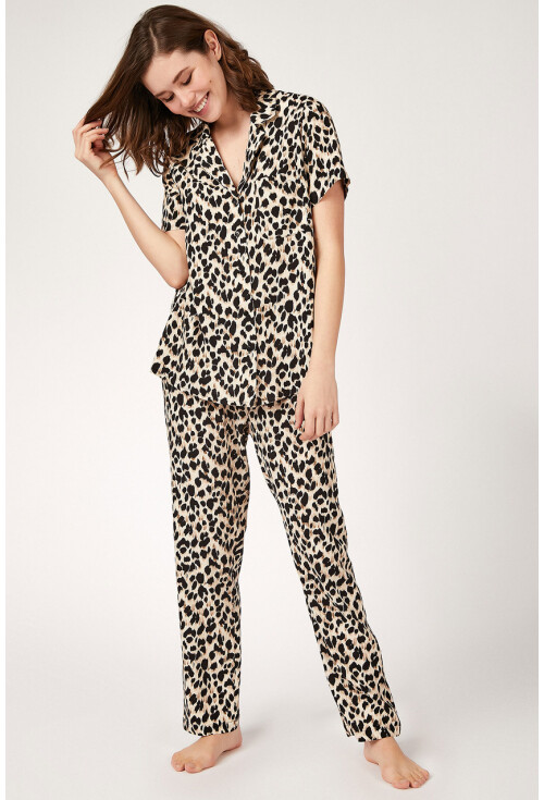 6471 Desenli Viskon Pijama Takımı