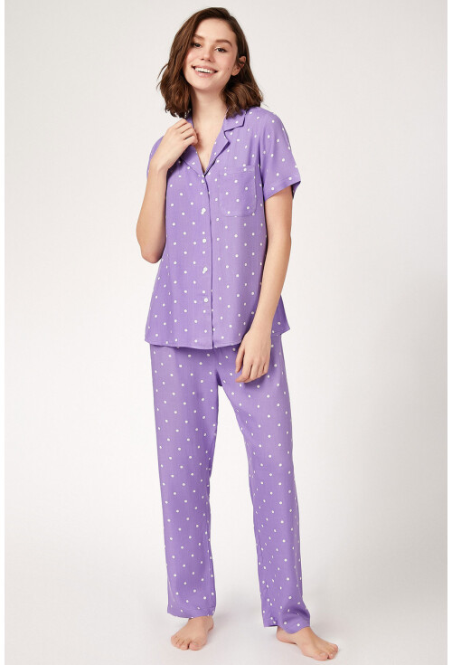 6471 Desenli Viskon Pijama Takımı