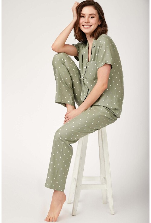 6471 Desenli Viskon Pijama Takımı