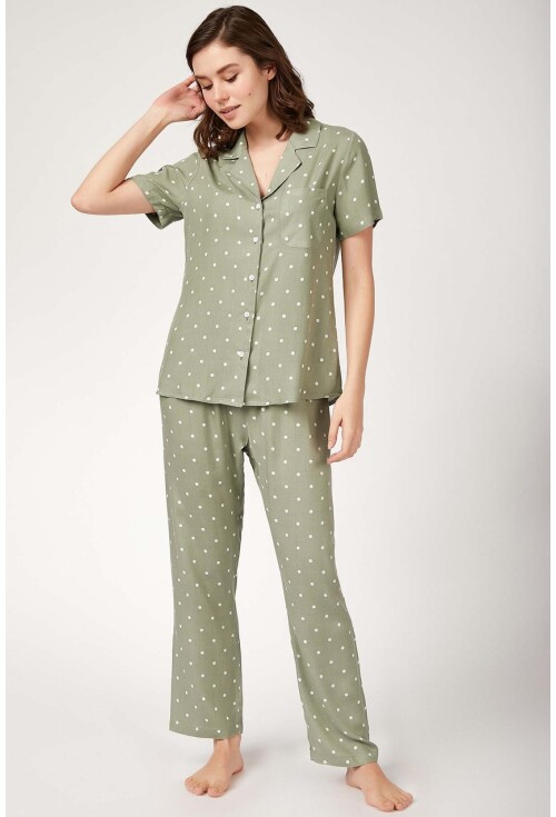 6471 Desenli Viskon Pijama Takımı