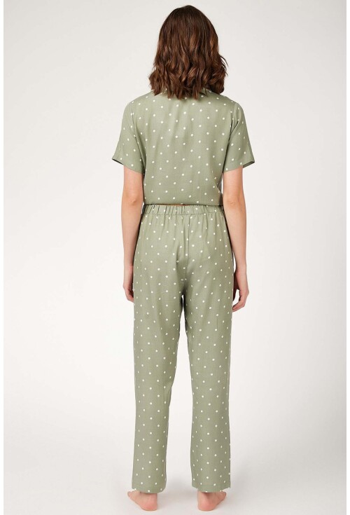 6471 Desenli Viskon Pijama Takımı