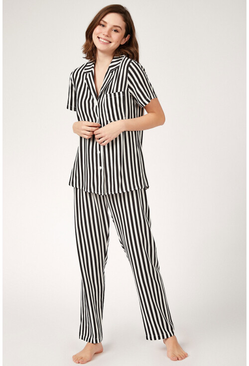 6471 Desenli Viskon Pijama Takımı