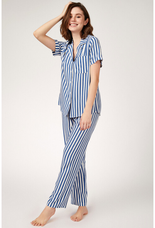6471 Desenli Viskon Pijama Takımı