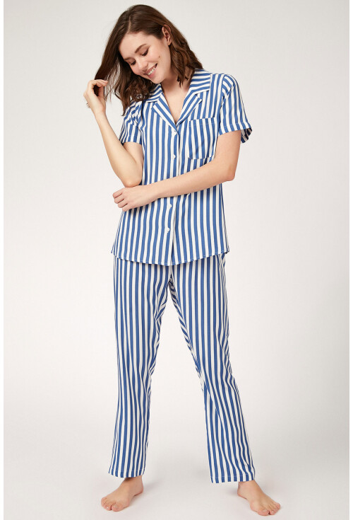 6471 Desenli Viskon Pijama Takımı