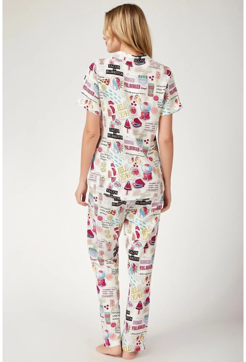 6479 Grafik Desenli Pijama Takımı
