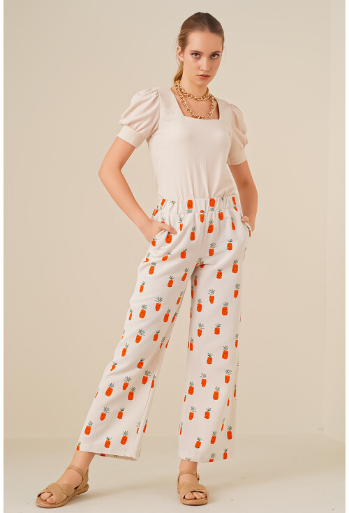 6554 Desenli Bol Paça Pantolon