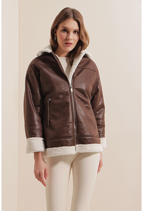 9103 Faux Fur Zippered Coat