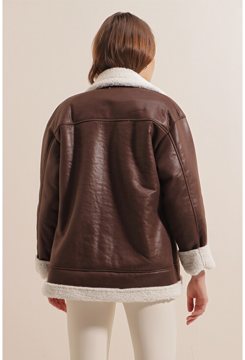 9103 Faux Fur Zippered Coat