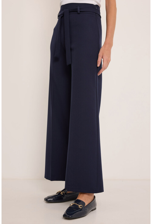 Womens Belted Wide Leg Palazzo Pants 6651